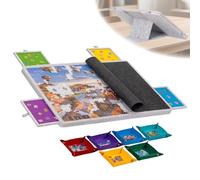 Planche à puzzle inclinable avec 4 tiroirs, table de puzzle portable avec support 2 en 1 et couverture, plateau de puzzle en feutre super léger avec 6 compartiments de tri, accessoires de puzzle