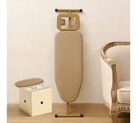 Planche À Repasser avec Pieds en T, Planches À Repasser, Cadre Doré Réglable en Hauteur, Pliable, Repose-Fer À Vapeur, Housse 100% Coton avec Coussinet Très Épais pour Un Repassage Confortable, Pou