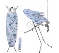 KADAX Table à Repasser pour Centrale Vapeur avec Support pour Fer, Prise de Courant, Étagère et Hauteur Réglable (120 x 38 cm, Bleu)