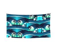 Planche à roulettes avec palmiers et vagues - Bannière à suspendre - Décoration pour anniversaire, Noël, Halloween