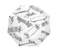 Planche À roulettes Blanc Dessin Animé Parapluie Pliable Pliant à Ouverture Automatique Parapluies Pliant Coupe-Vent pour Voyager Plage Femmes Enfants Homme Fille