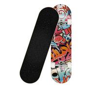 Planche À roulettes Complète De 31 "X 8" pour Adolescents, Adultes, Débutants, 7 Couches Maple Deck Pro Skateboard Complete Double Kick Concave Skate Board pour Adultes Garçons Filles,Graffiti