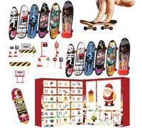 Planche à roulettes de Noël pour l'Avent - Mini skateboards interactifs amusants pour compte à rebours des vacances, mini skateboards avec fonction de jeu créatif, parfait pour une fête d'anniversaire