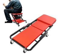 Planche à roulettes et tabouret d'atelier avec 6 roulettes, planche de montage 2 en 1, chaise longue d'atelier et siège roulant, rotation à 360°, capacité de charge de 150 kg, planche à roulettes pour