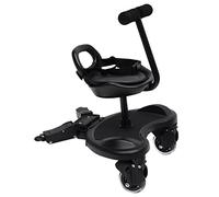 Planche à Roulettes Universelle pour Poussette, Planche Poussette Universelle, Skate Poussette Universelle avec Siège, Siège Amovible 2 en 1, Noir, PC/PVC/Fer, Charge Max 25 kg, pour Enfants 2-5 Ans