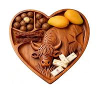 Planche à saucisse en forme de vache - Plateau à collation en bois - 25 x 22,5 cm - Plateau de service rustique - Style maison de campagne - Planche fonctionnelle décorative pour fêtes, vacances