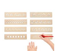Planche à tracer en bois, 8 pièces jouet d'écriture avec pré-apprentissage | Planche à tracer en bois, 8 pièces, jouet d'écriture, outil d'apprentissage préscolaire, parfait pour la maternelle