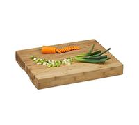 Planche à trancher, en Lot de 4, rayé, Bambou, épaisse, poignée Creuse HxlxP: 5,5x45x35 cm Bois huilé Cuisine, Nature
