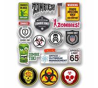 Planche A4 de 18 autocollants en vinyle Motif zombie avertissement de mort #9763 (A4 (28 cm x 21 cm)