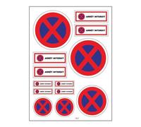 Planche A4 De Stickers Arrêt Interdit Autocollant Adhésif - B21