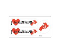 Planche A4 De Stickers Département 05 J'aime Les Hautes Alpes Autocollant