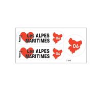 Planche A4 De Stickers Département 06 J'aime Les Alpes Maritimes Autocollant