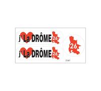 Planche A4 De Stickers Département 26 J'aime La Drôme Autocollant Adhésif