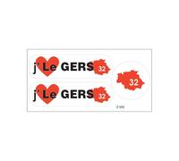 Planche A4 De Stickers Département 32 J'aime Le Gers Autocollant Adhésif