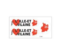 Planche A4 De Stickers Département 35 J'aime L'ille Et Vilaine Autocollant