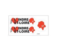 Planche A4 De Stickers Département 37 J'aime L'indre Et Loire Autocollant