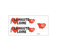 Planche A4 De Stickers Département 43 J'aime La Haute Loire Autocollant Adhésif