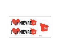 Planche A4 De Stickers Département 58 J'aime La Nièvre Autocollant Adhésif