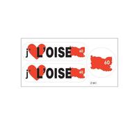 Planche A4 De Stickers Département 60 J'aime L'oise Autocollant Adhésif