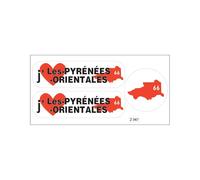 Planche A4 De Stickers Département 66 J'aime Les Pyrénées Orientales Autocollant