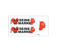 Planche A4 De Stickers Département 77 J'aime La Seine Et Marne Autocollant