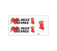 Planche A4 de stickers Département 79 j'aime Les Deux Sèvres autocollant adhésif