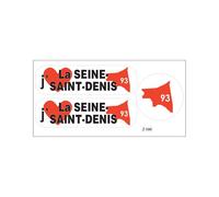 Planche A4 De Stickers Département 93 J'aime La Seine Saint Denis Autocollant