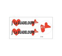 Planche A4 De Stickers Département 971 J'aime La Guadeloupe Autocollant Adhésif
