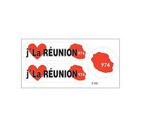 Planche A4 de stickers Département 974 j'aime La Réunion autocollant adhésif