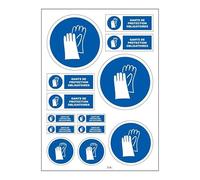 Planche A4 de stickers gants de protection obligatoire autocollant adhésif - B46