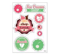 Planche A4 De Stickers Ice Cream Autocollant Adhésif Scrapbooking - A12