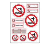 Planche A4 De Stickers Interdit De Plonger Autocollant Adhésif - B32