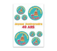 Planche A4 De Stickers Joyeux Anniversaire 40 Ans ? E60