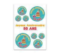 Planche A4 De Stickers Joyeux Anniversaire 50 Ans ? E61