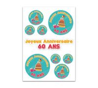 Planche A4 De Stickers Joyeux Anniversaire 60 Ans ? E62