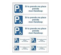 Planche A4 de stickers prends ma place prends mon handicap autocollant - B68