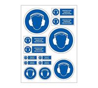 Planche A4 de stickers protection auditive obligatoire autocollant - B58