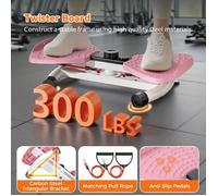 Planche abdominale de torsion, appareil de torsion de la taille - Écran LED - 150 kg - Antidérapant - Exercices abdominaux - Rose