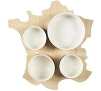 AltoBuy Planche apéro bistrot en Bois de la Carte de France avec 4 coupelles céramique Blanc