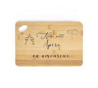 Planche Apéro Couple Personnalisée 20x30 cm - Notre Petit Apéro en Amoureux - Cadeau Saint-Valentin Original - Planche à Découper Bois Gravée - Idée Cadeau Amoureux