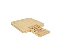 Planche apéro en bambou avec tiroir coulissant et couteaux à fromage inclus - -