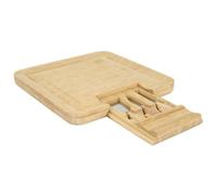 Planche apéro en bambou avec tiroir coulissant et couteaux à fromage inclus