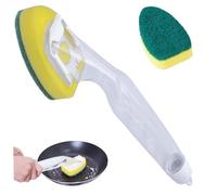 Planche avec Une tête de Brosse de Remplacement de 2 pc, épurateur à Vaisselle Rechargeable avec Distributeur de Savon, Baguette éponge avec poignée Non Glissante pour baignoires, Cuisine, Table.