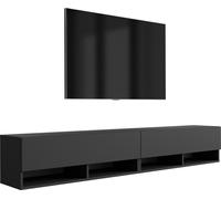 Planche basse TV 200 (2 x 100) cm Noir mat, 200 × 32 × 34 cm