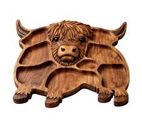 Planche charcuterie bois, plateau service sectionné, plateau boix 13pouces avec motif vache, planche service bois naturel, assiette apéritif style rustique, assiette divisée pour collations et bonbons