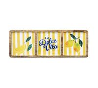 Home Deco Factory - Planche à découper Dolce Vita KA0817 - Manguier, 3 compartiments - Jaune