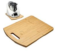 Planche coulissante en bois pour et plateau de cuisine robuste avec poignée et coussinets de protection, accessoire stable pour la cuisine, 39 x 28 x 2,8 cm