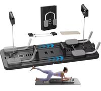 Planche D’entraînement à roulettes Abdominales Améliorée avec Support De Coude, Planche Abdominale à Rebond Automatique Entraîneur De Base Machine D’Exer, Black, 106x41cm