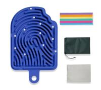 Planche d'Activité Sensorielle en Silicone, Busy Board Montessori pour Autisme et TDAH, Jouet Anti-Stress avec 12 Cordons Colorés et Sac de Rangement, Idéal pour Voyage et - Bleu
