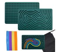 Planche d'activité sensorielle en silicone - Planche d'activité sensorielle - Jouet Montessori - Planche d'activité double face avec 24 cordes et sac de voyage - Pour apaiser les TDAH et autisme